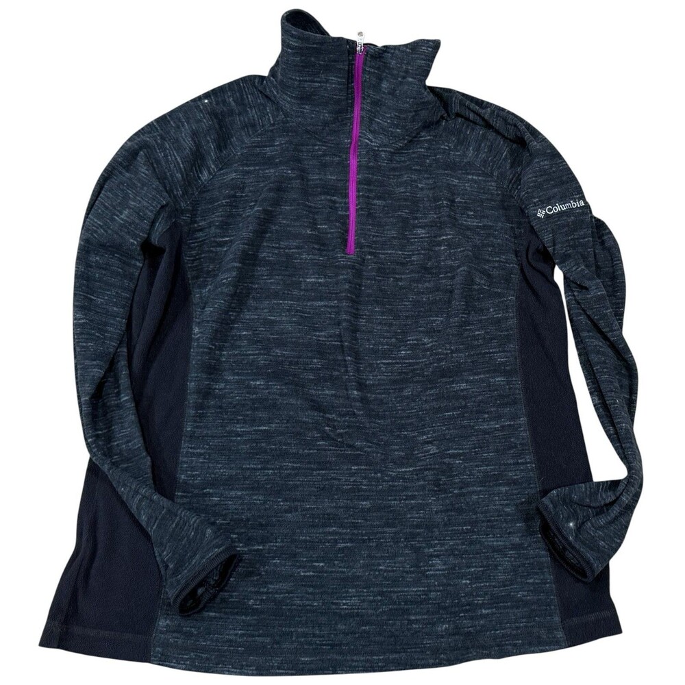 Columbia Women’s 1/4 Purple Zip Fleece Pullover Gray Heathered - Size XL